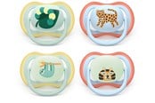 Baby Udstyr - Philips Avent Pacifier ultra air day and night 4 pack 0–6 mdr. dyremotiver - SCF087/22