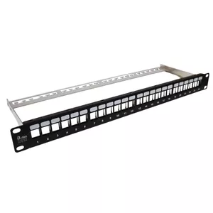 Патч-панель 1U A-LAN PK020, 24 порта, чёрная сталь, монтаж в стойку