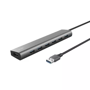 Trust Halyx USB centrmezgls ar USB 3.2 Gen 1 Type-A resursdatora saskarni un USB portiem sudraba