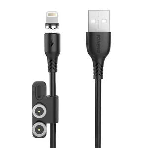 FONENG USB uz USB‑C/Lightning/Micro USB 3‑in‑1 kabelis X62 1 m 2.4 A melns