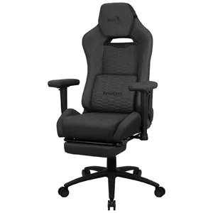 Universāls spēļu krēsls AEROCOOL ROYALASHBK — ergonomisks polsterēts sēdeklis, 2D roku balsti, kāju balsts, tērauda rāmis, max svars 150 kg, sēdekļa platums 52 cm, melns