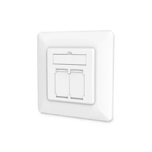 DIGITUS DN-9010/8-2 CAT 6A Class EA Network Socket, Flush-Mounted, Shielded, 2 x RJ-45 Ports, White