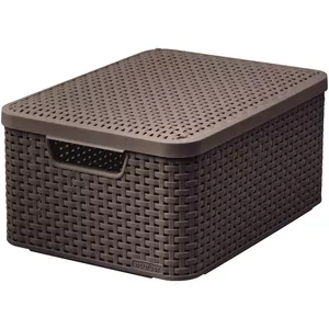 Uzglabāšanas kaste ar vāku Curver Style M 39,3×29,3×18,7 cm tumši brūna