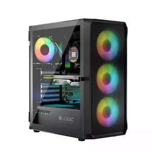 Datora korpuss LOGIC PORTOS ARGB MINIDI Black — Midi Tower, ATX, Stikla siena, ARGB, 450×200×390 mm