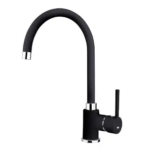 Однорычажный кухонный смеситель TEKA SP995 onyx metallic black — отдельностоящий, поворотный излив, антинакипной аэратор, 3/8” гибкие подводки, высота 218/341 мм