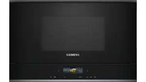 Siemens iQ700 BF722L1B1 Iebūvējama solo mikroviļņu krāsns 21 L 900 W Melna ar skārienvadību un TFT displeju
