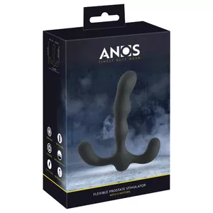 Anālā vibrators ANOS Silicone Black — 3 motoru prostatas stimulators, silikons, uzlādējams, garums 13 cm, ievietošanas garums 10 cm, Ø 1–2,5 cm