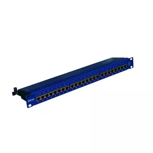 EMITER 19 collu 24 portu RJ45 STP Cat.5e komutācijas panelis 1U Zils