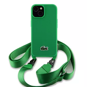 Pāri plecam somiņa Lacoste LCHCP15SSPVCN ar austā logotipu priekš iPhone 15 zaļa