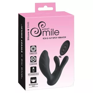 Vibrators Sweet Smile RC G- & P-Spot silikona violetais — ass 11 cm, ievade 8,5 cm, Ø 1,7–3,3 cm, stimulators 10,2 cm