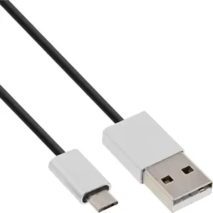 InLine Micro-USB 2.0 Kabelis USB Type A / Micro B vīrietis/vīrietis melns/alumīnijs elastīgs 1m