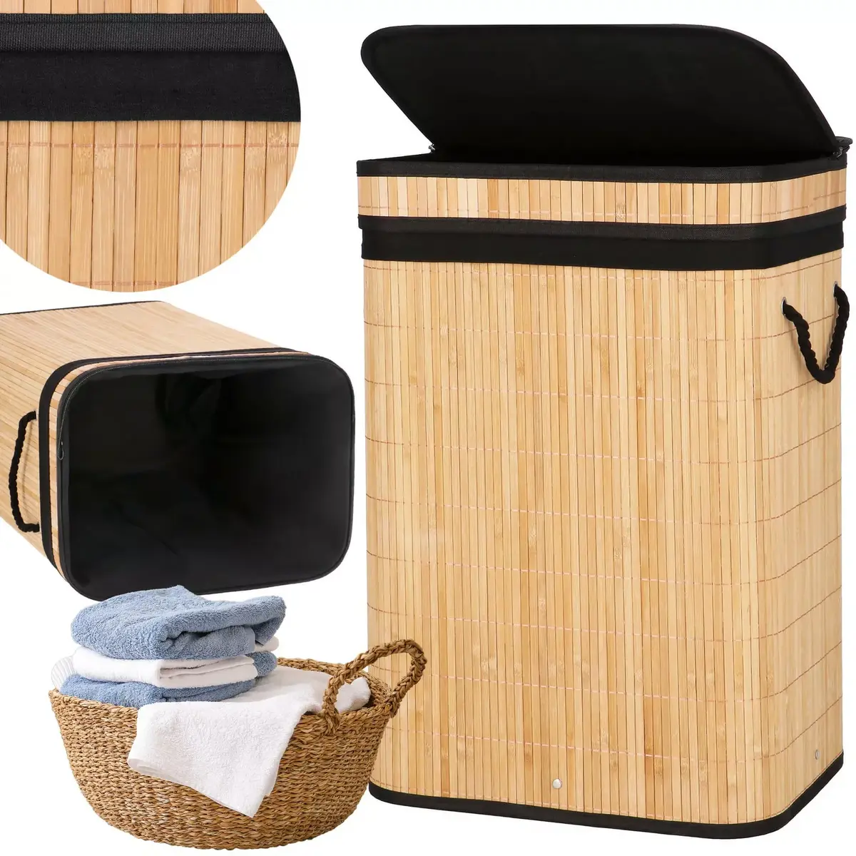 Veļas grozs Springos HA0157 — bambuss, 72 l Photo 3