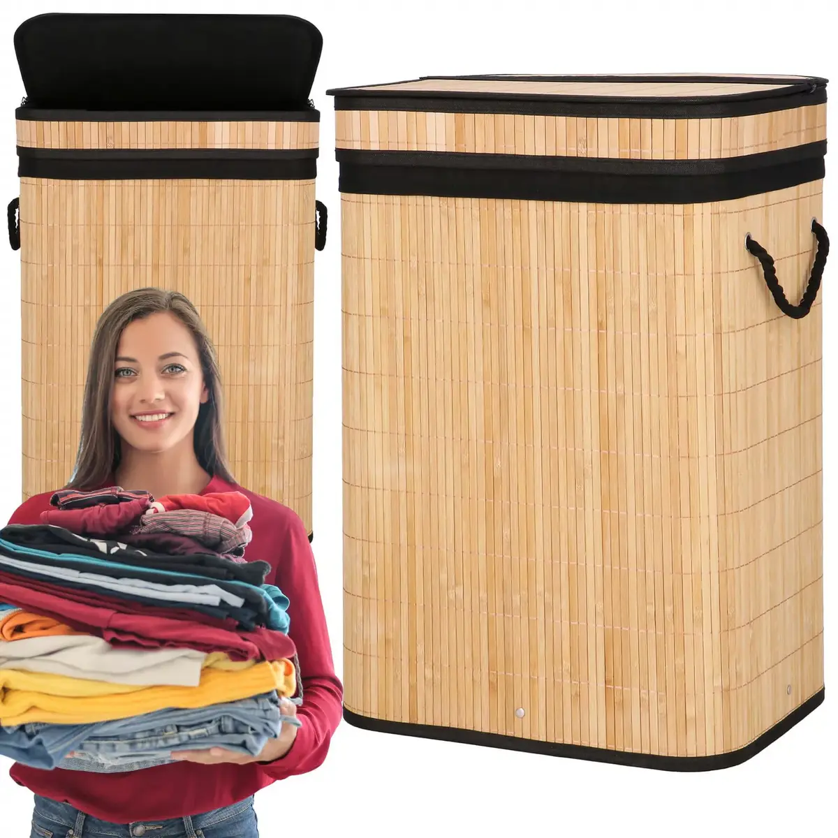 Veļas grozs Springos HA0157 — bambuss, 72 l Photo 4