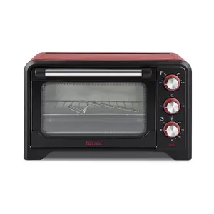 Мини-печь Girmi FE20 — ёмкость 20 л, мощность 1380 Вт, поворотное управление, 460×280×330 мм, черно‑красная