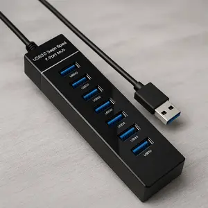 USB centrmezgls Riff HUB307 — 7 USB 3.0 pieslēgvietas, ārējais barošanas avots DC 5V