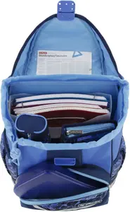 Skolas somu komplekts HERLITZ UltraLight Plus Blue Shark — poliesters, platums 280 mm, dziļums 210 mm, augstums 360 mm, zēniem