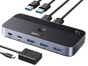 UGREEN USB 3.0 Sharing Switch 2 In 4 Out Интерфейс хоста USB Type-A Интерфейс вывода USB Type-A и USB Type-C 5 Гбит/с