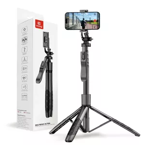 Crong SelfieGo Ultra Aluminium Selfie Stick and Bluetooth Tripod with 360-Degree Rotation, Adjustable Height from 33 to 157.5 cm, and Wireless Remote Shutter