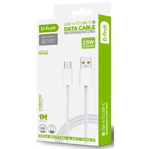 USB-A uz USB-C kabelis D-Fruit DF105 1 m, balts