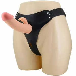 Strap-on josta pretty love Mavis ar 19 cm silikona dildo, regulējamas siksnas, melns