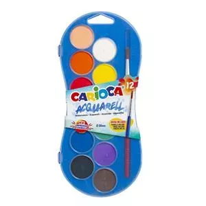 Akvareļu palete Carioca 12 krāsas, trauciņi 30 mm