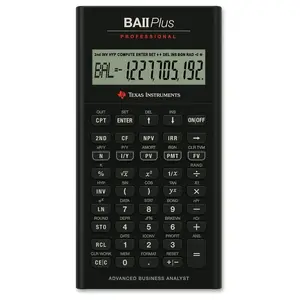 Finanšu kalkulators Texas Instruments BA II Plus Professional — 10 ciparu displejs, darbina ar baterijām