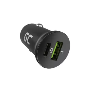 Auto lādētājs Green Cell CADM-GC-38AC 38W, 1x USB-C (PD 3.0) + 1x USB-A, alumīnija korpuss, melns