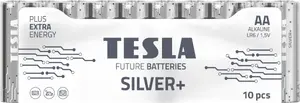 Baterija AA (LR6) TESLA Silver+ — sārmainā vienreizlietojamā, iepakojumā 10 gab.