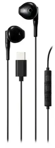 Streetz C210-BLK wired in-ear headset with USB Type-C and in-line microphone in black