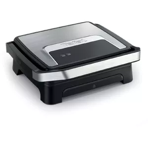 Контактный гриль Tefal Inicio Classic Inox GC271D10 черный нержавеющая сталь 2180Вт прямоугольный с ребристой поверхностью и крышкой