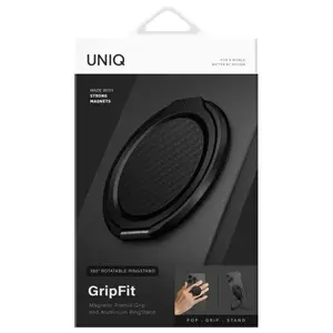 Magnētiskais turētājs Uniq Gripfit Premium 360 ar statīvu — carbon black