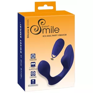 Anālais plug Sweet Smile RC Anal Panty Vibrator, silikons, uzlādējams, 12 vibrācijas režīmi, tālvadība, ievietošanas garums 6 cm, Ø 1.1–3 cm