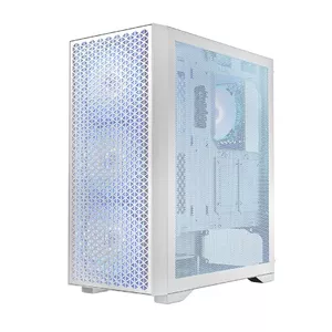 Datora korpuss LOGIC Dart Pro Midi ARGB balts — Midi Tower, ATX, 456×200×385 mm, maksimālā GPU garums 34 cm, CPU dzes. augst. 155 mm, 3x120 mm priekšā + 1x120 mm aizmugurē, USB 3.0 x2, USB-C x1