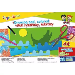 Zīmēšanas bloks Gimboo A4 20 lapas dažādās krāsās