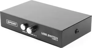 Gembird 2-portu manuālais USB slēdzis USB Type-A USB Type-B Balts