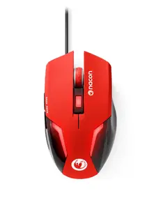 NACON GM-105 Spēļu pele Labās rokas Optiskā USB Type-A 2400 DPI 6 pogas Melna Sarkana