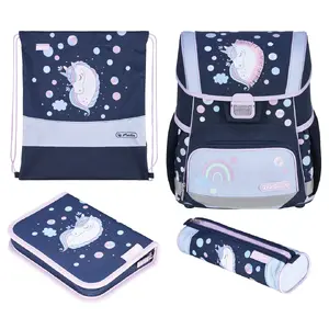 Skolas soma komplekts HERLITZ Loop Plus Unicorn Dreams — mugursoma, zīmuli kaste, sporta soma, maisiņš (meitenēm)