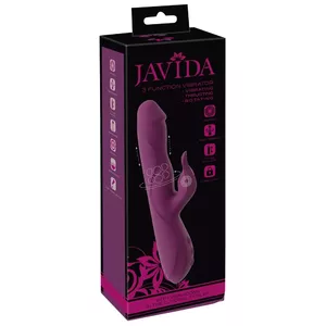 Trusis‑vibrator Javida Silicone Purple — dzenošs kotedžs ar rotējošām pērlēm, klitora stimulators, USB‑C, ūdensizturīgs