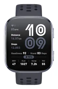 Viedpulkstenis Amazfit Bip 6 — 1.97" AMOLED (390×450), GPS, 64 MB RAM, 512 GB flash, 340 mAh, alumīnijs/plastmasa, silikona siksna, melns