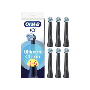 Rezerves zobu birstes uzgaļi BRAUN Oral‑B iO UltimateClean 6 gab. pieaugušajiem, melni