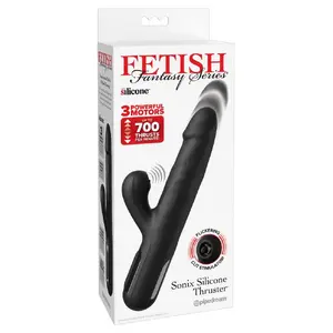Вибратор‑rabbit Pipedream Sonix Silicone Thruster, перезаряжаемый, длина 22 см, вставляемая 12,5 см, Ø 3,5 см, силикон/ABS