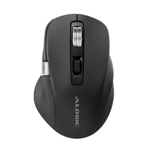 ALOGIC AMBT7KBK bezvadu pele — labroču forma, RF + Bluetooth, 6400 DPI, 7 pogas, melna