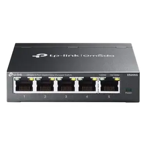Omada pārvaldāms tīkla slēdzis TP-Link ES205G — 5 Gigabit porta (10/100/1000), 8000 MAC, 10 Gbit/s pārslēgšanas jauda, pie sienas stiprināms