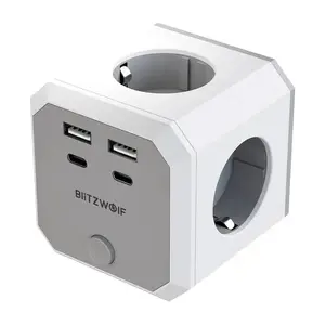 Strāvas sloksne ar aizsardzību BlitzWolf BW-EC2 — 8‑1: 4×AC kontaktligzdas, 2×USB‑A, 2×USB‑C