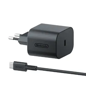 AC adapteris Nintendo Switch 2 no NINTENDO — ieeja 100–240 V, maksimālais izvades spriegums 20 V, USB-C, kabelis 1,5 m, melns
