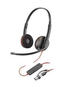 HP POLY Blackwire 3210 monaural wired USB-C headset with USB-C/A adapter, 20–20000 Hz, 64 g, black (bulk)