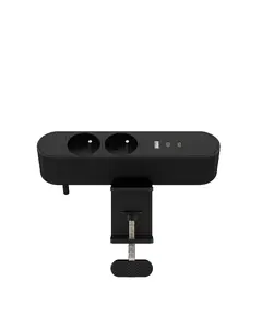MicroConnect MC-MDPS-FR2-30W galda strāvas pagarinātājs ar 2 E tipa maiņstrāvas kontaktligzdām, 1 USB-A pieslēgvietu, 1.8 m kabeli, melns