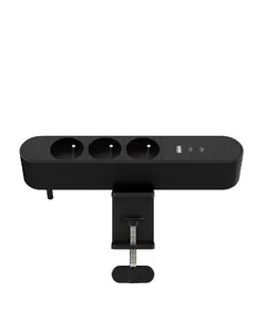 MicroConnect Galda kontaktligzdu bloks 3 franču tipa E 30W ar USB-A un USB-C portiem 1.8m kabelis galda stiprinājums melns