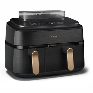 Аэрофритюрница Philips 5000 series NA552/00 Двойная 9 л 2750 Вт Черный, Золотой с сенсорным управлением и LED дисплеем