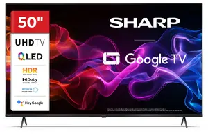 Sharp 50HP5265E 50 collu 4K Ultra HD QLED Smart TV televizors melnā krāsā ar Google TV Wi-Fi un DVB-T2/S2 uztvērēju